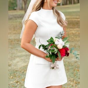 Leau Cote White Cap Sleeve Mini Dress